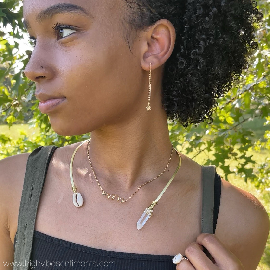 High Vibe Sentiments, Cowrie + Crystal Choker