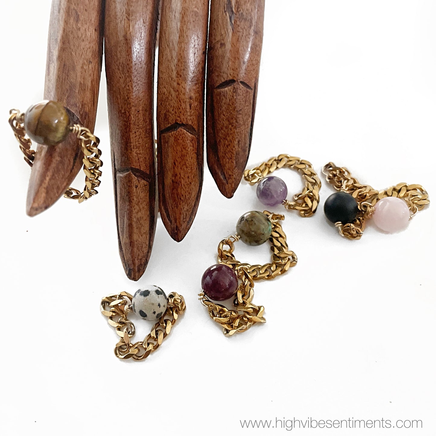 Cuban Link Gem Rings (options vary)