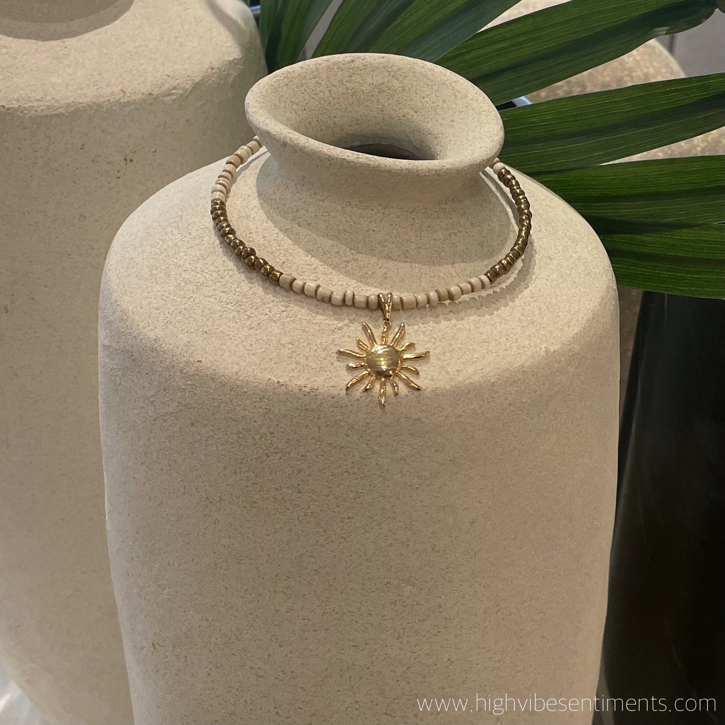 High Vibe Sentiments, Sun & Sand Beaded Choker