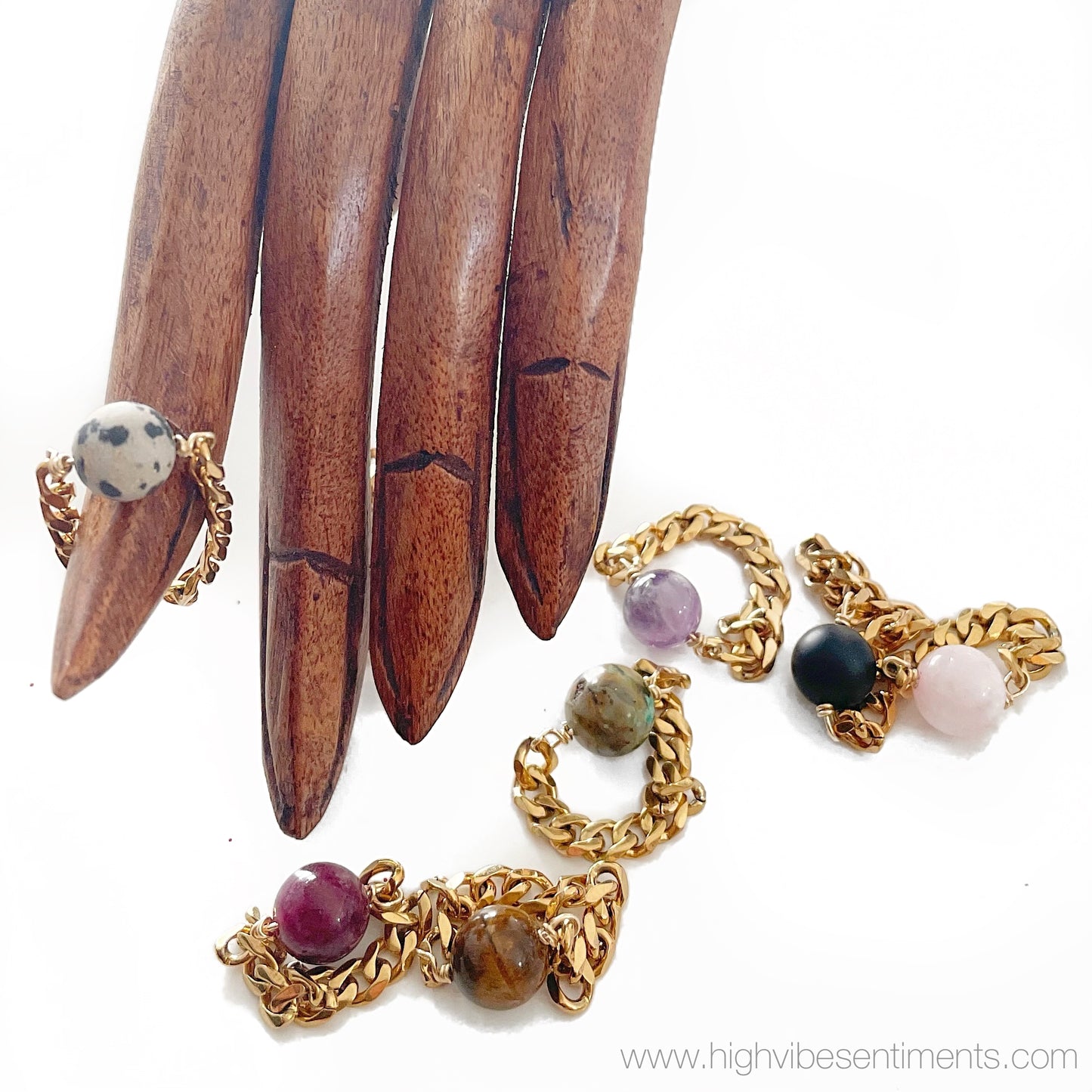 Cuban Link Gem Rings (options vary)