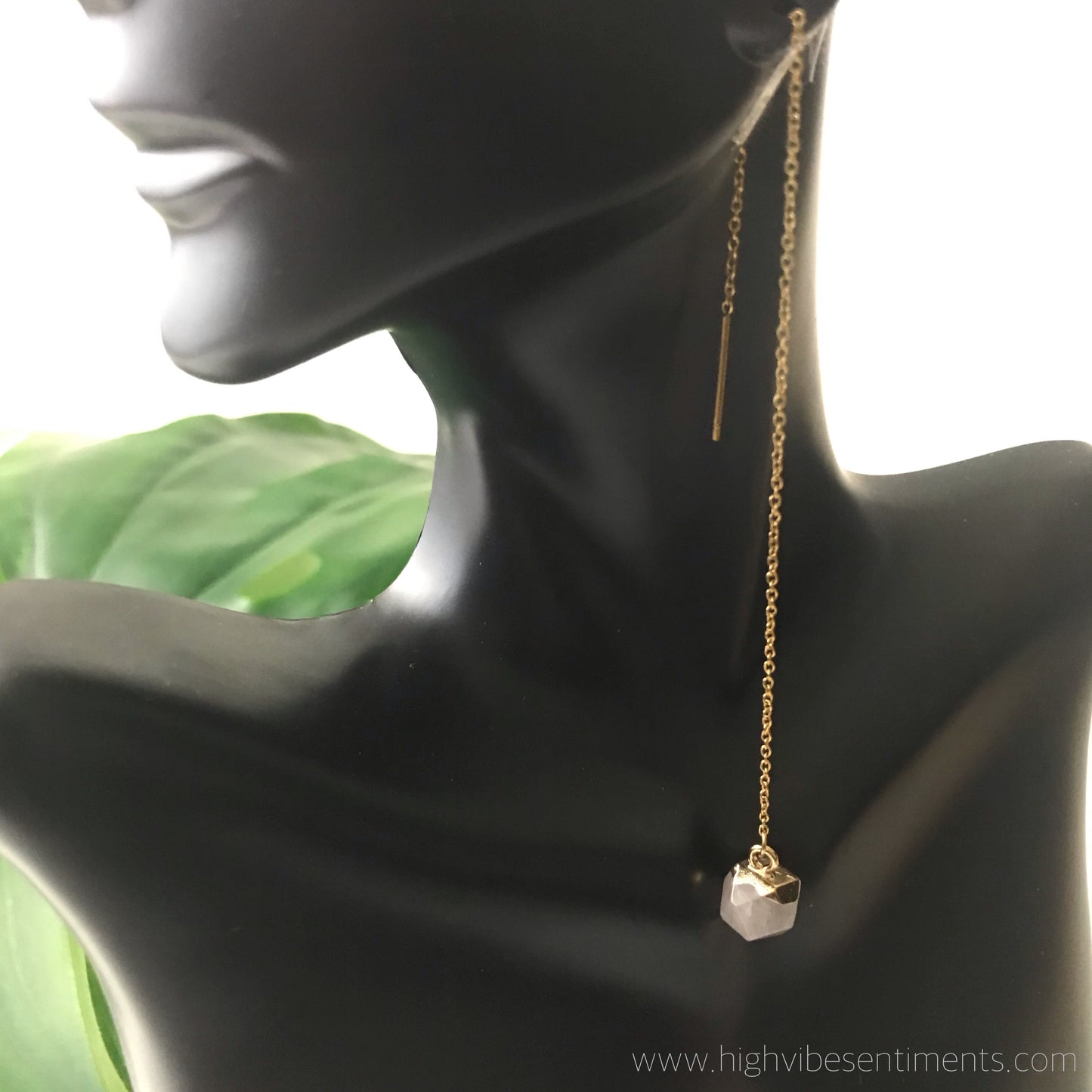 High Vibe Sentiments Crystal Drop Threaders