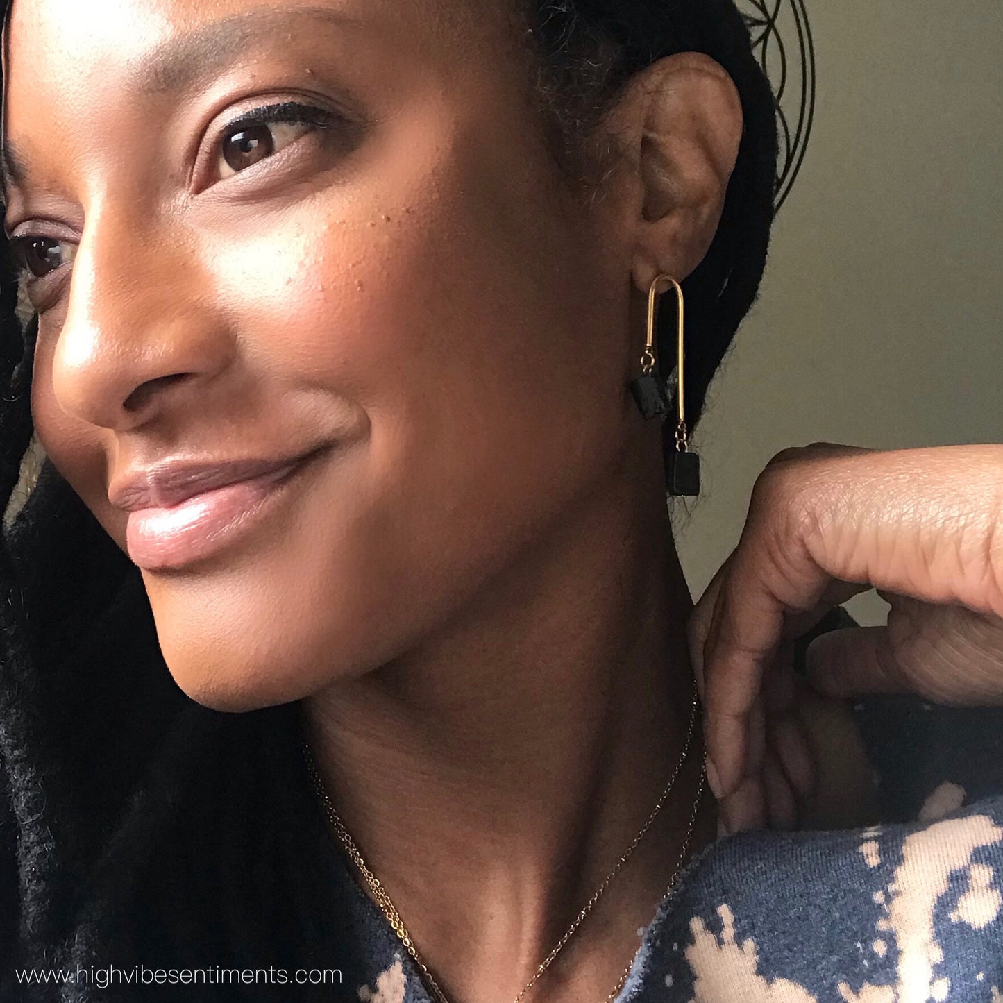 High Vibe Sentiments, Black Tourmaline “Phases” Dangles