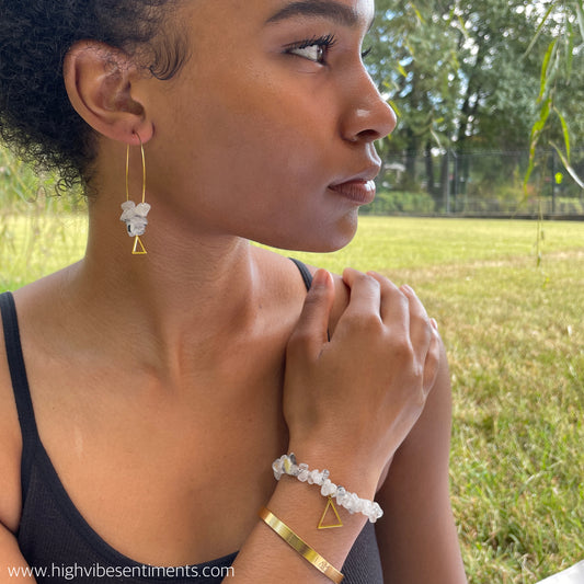 High Vibe Sentiments "Ascends" Crystal Chip Hoops