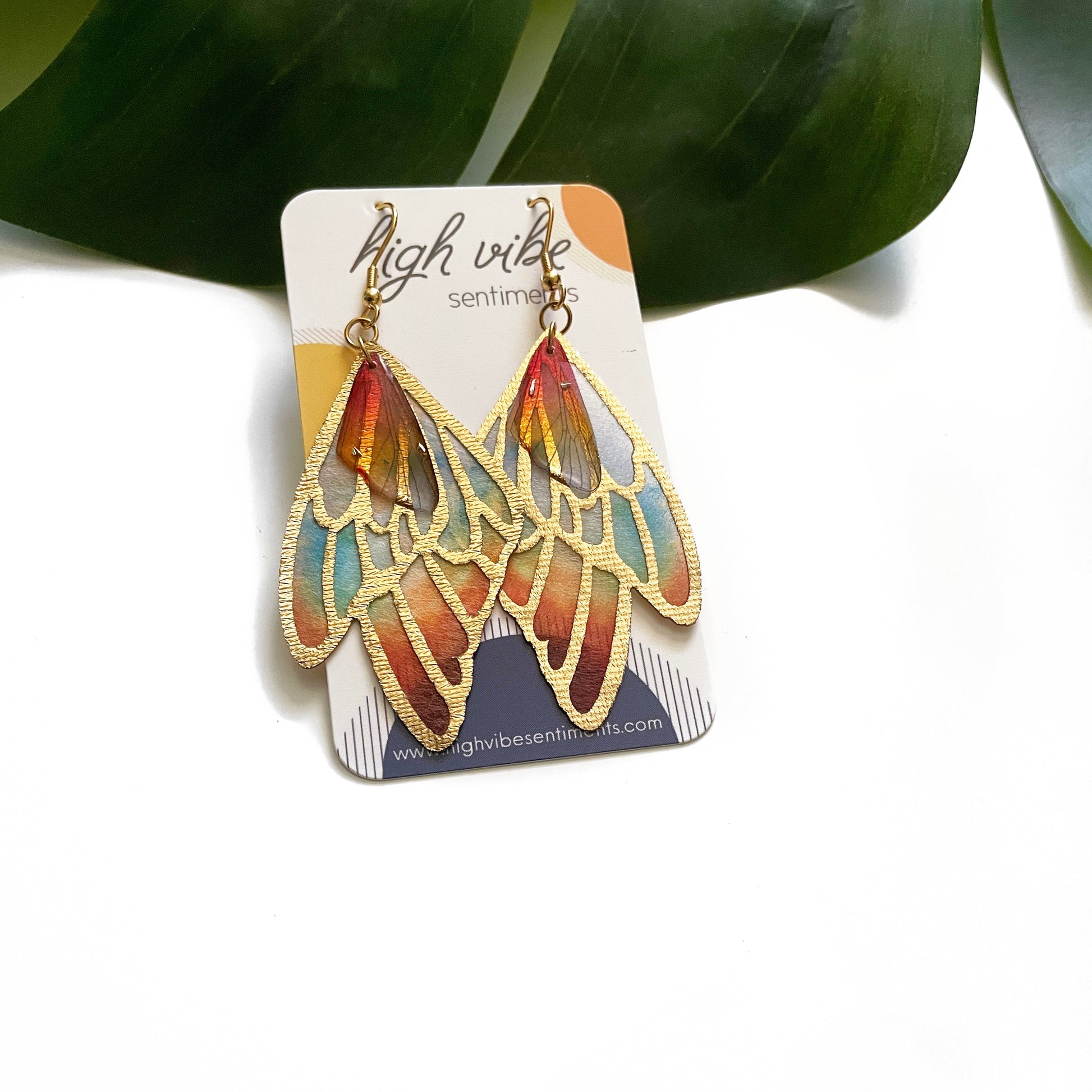 High Vibe Sentiments Vibrant Butterfly Dangles