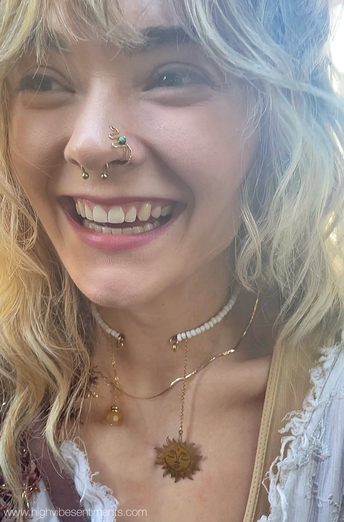 High Vibe Sentiments Beaded Sun Choker