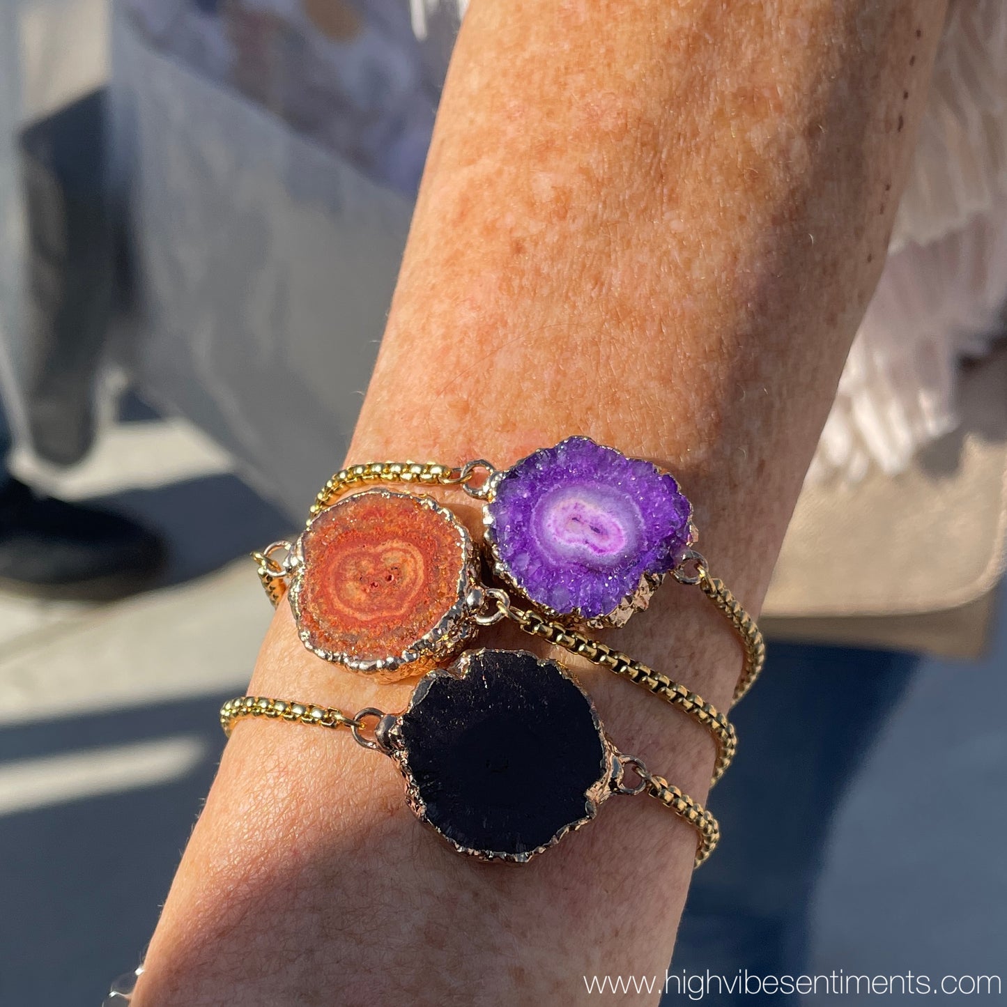 High Vibe Sentiments, Agate Slider Bracelets