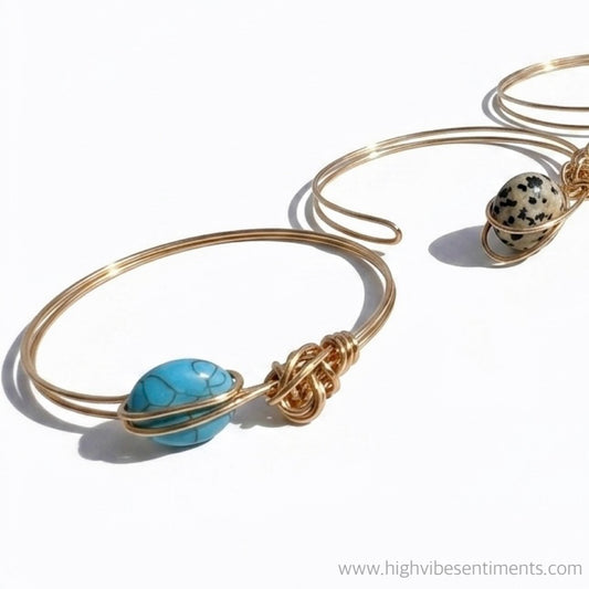 Metal + Stone Open Bracelet (styles vary)