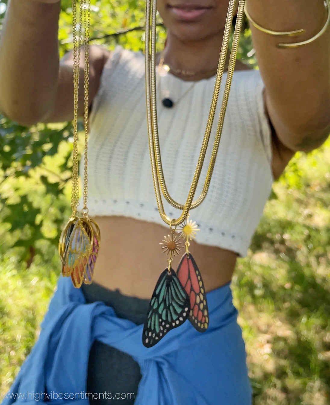 High Vibe Sentiments, Wooden Butter Necklace