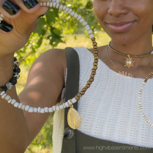 Beaded Cowrie Choker (Gold Filled)