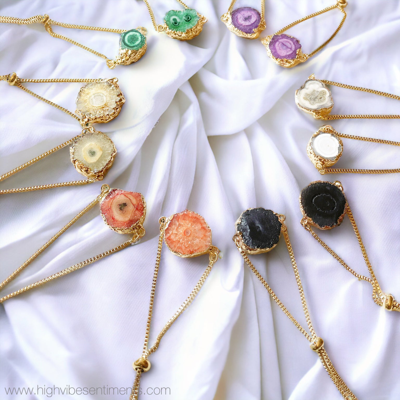 High Vibe Sentiments, Agate Slider Bracelets