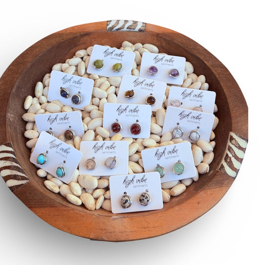 Wire Wrapped Gem Studs (stainless steel)