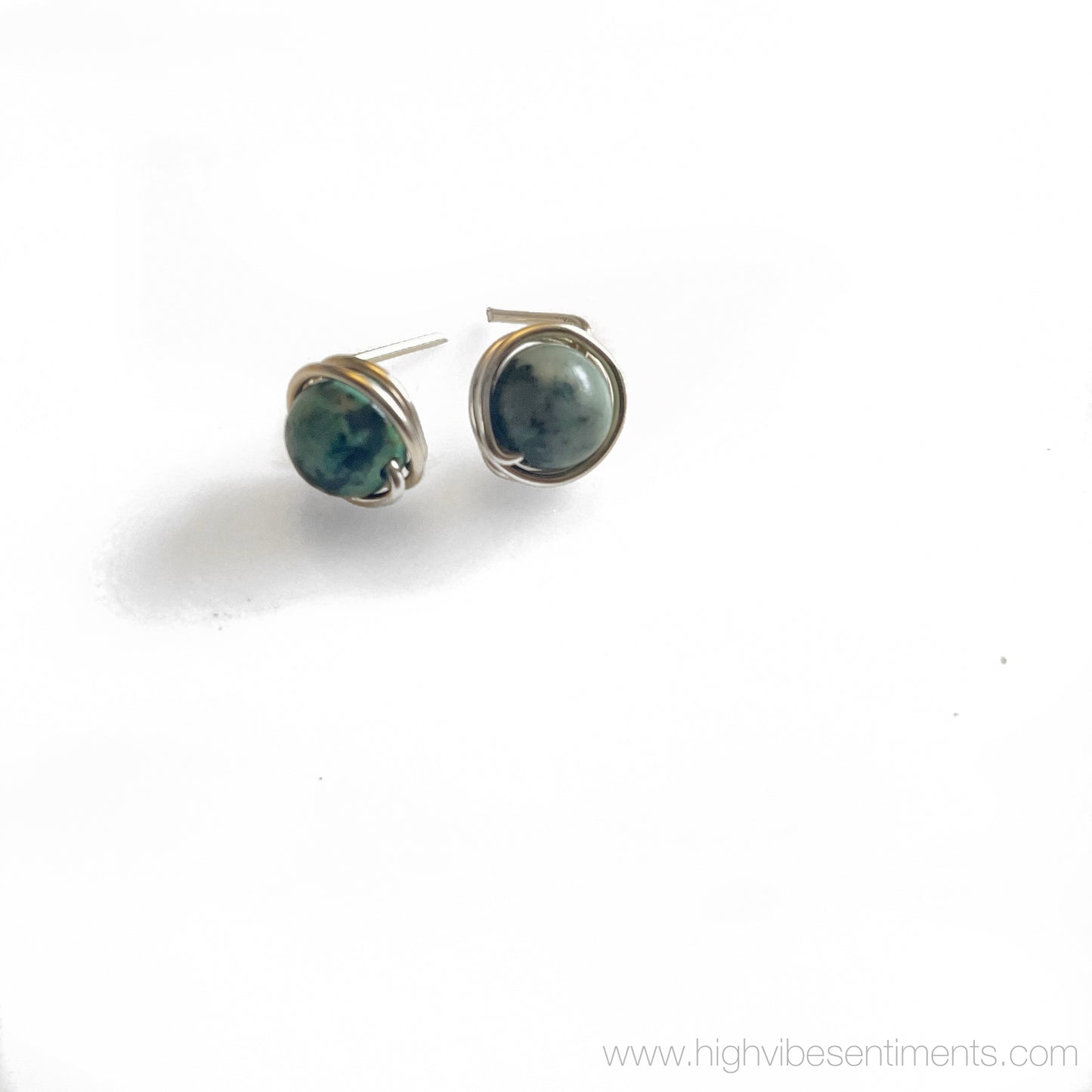 Wire Wrapped Gem Studs (Gold Filled)