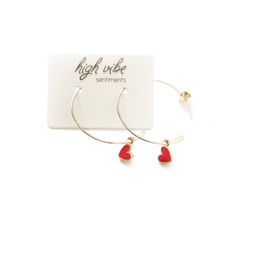 Red Heart Hoops (Gold Filled)