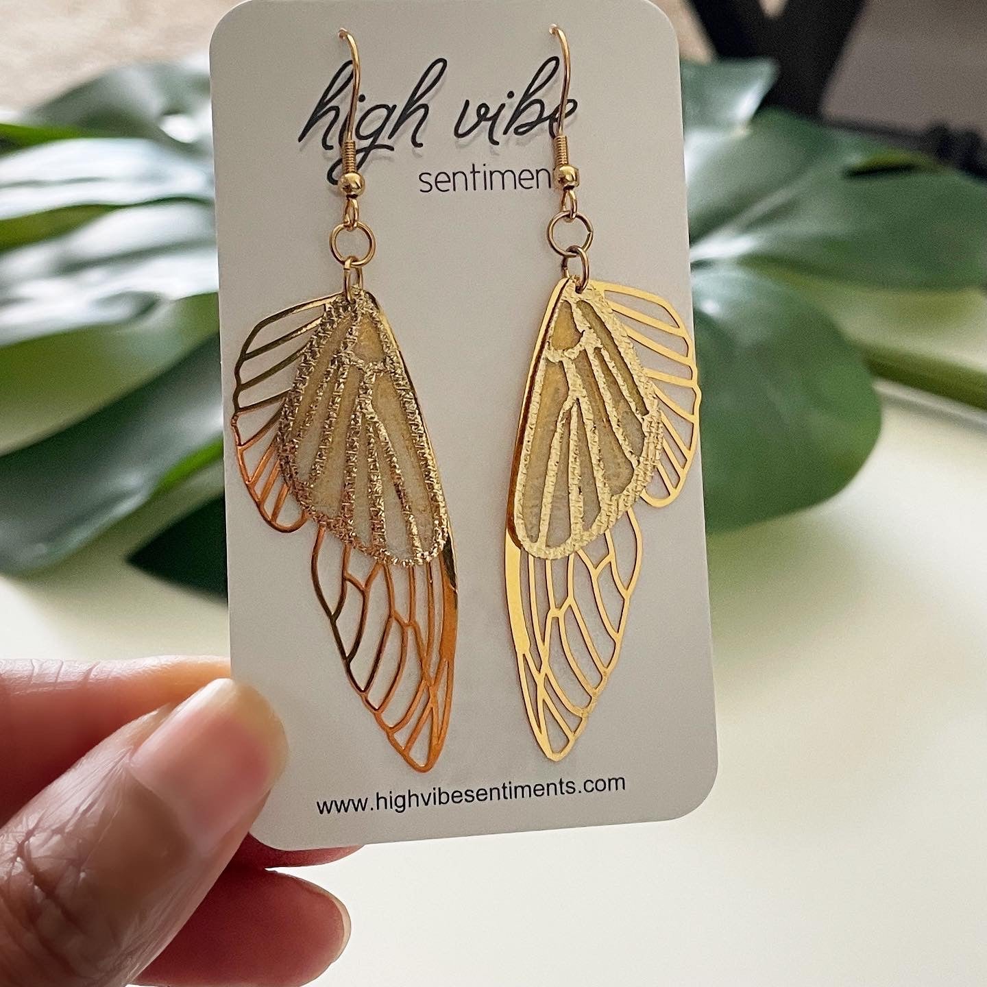 High Vibe Sentiments, Golden Butterfly Dangles