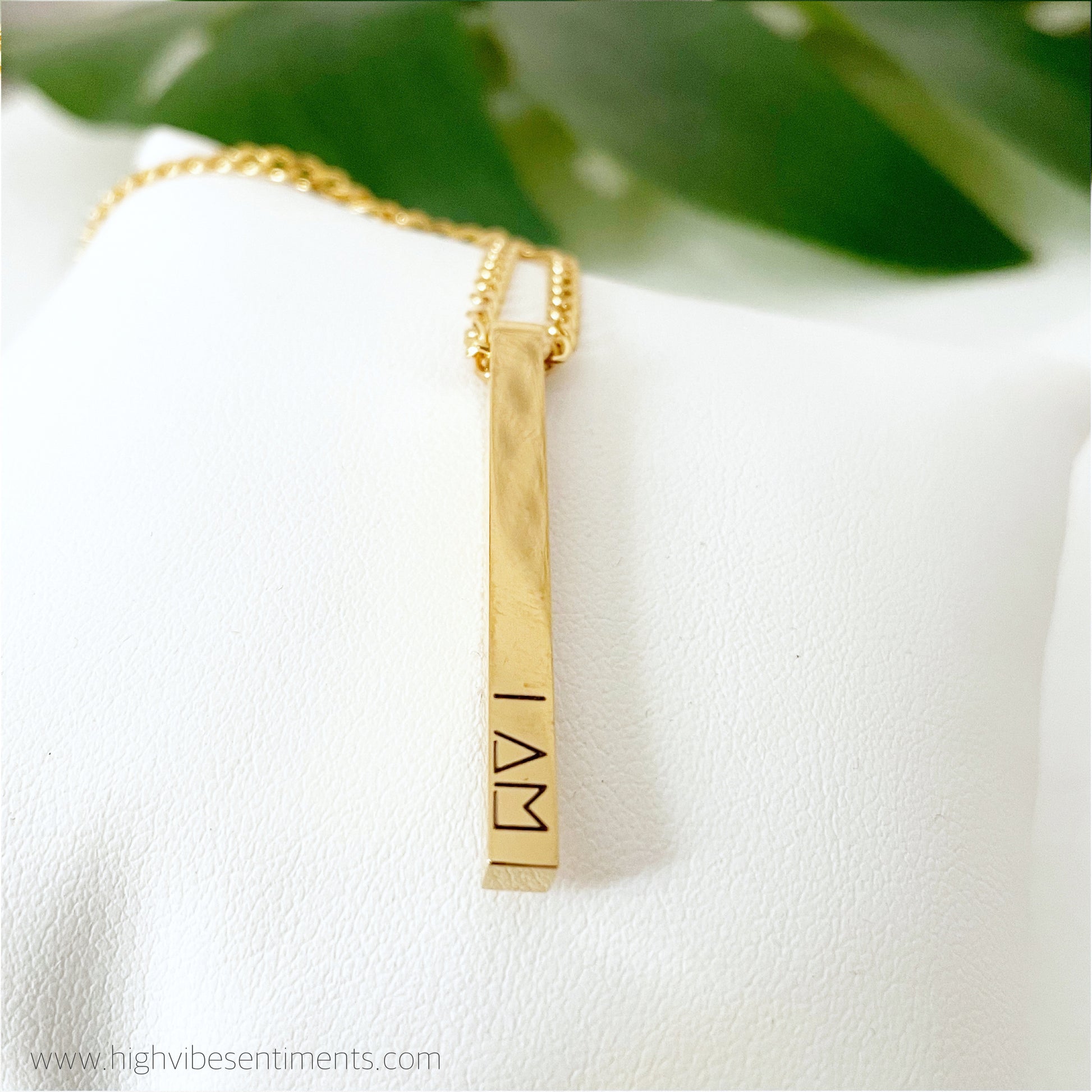 High Vibe Sentiments, Affirmation Bar Necklace