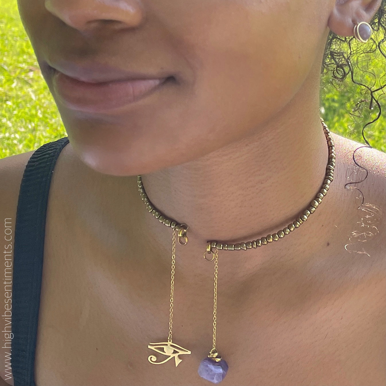 High Vibe Sentiments Beaded Eye Of Ra Choker