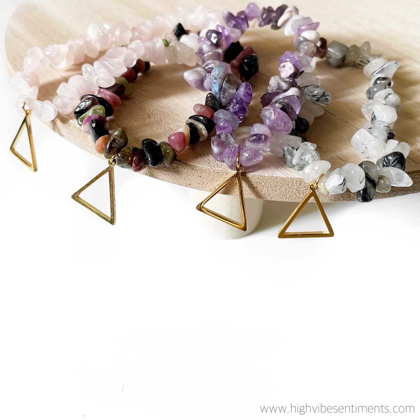 High Vibe Sentiments Ascend Crystal Chip Bracelets