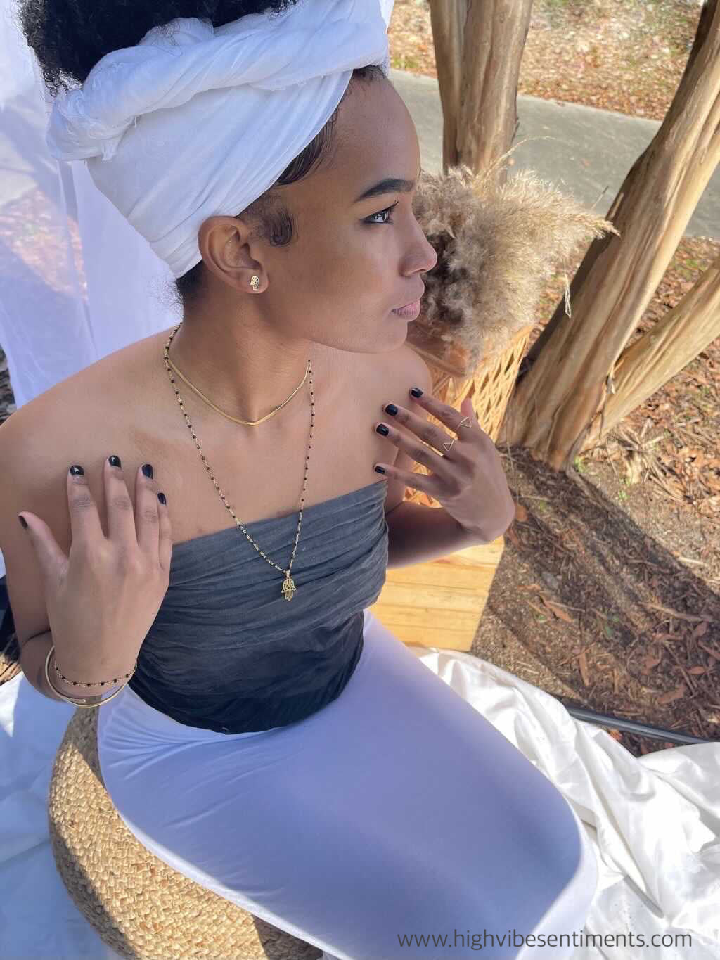 High Vibe Sentiments, Beaded Hamsa Necklace