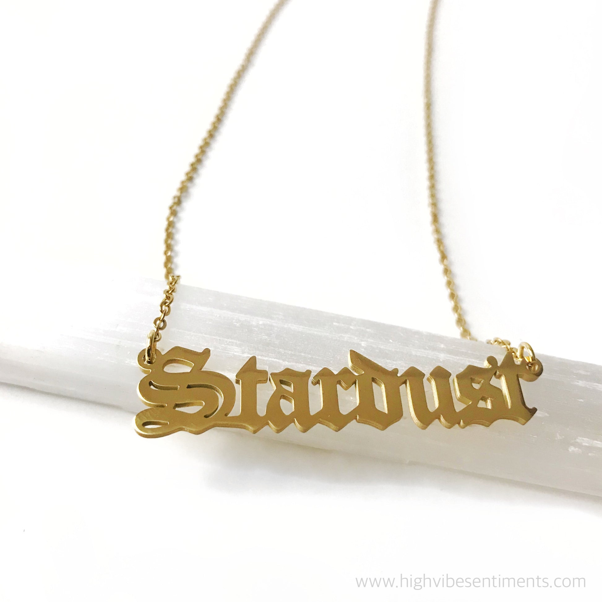 High Vibe Sentiments Stardust Nameplate Necklace