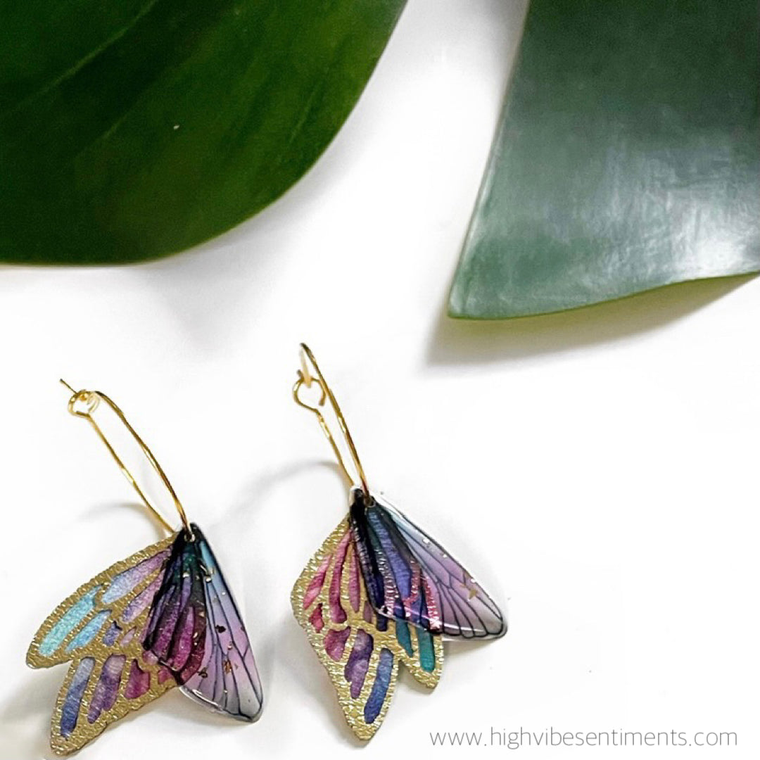 High Vibe Sentiments Vibrant Butterfly Dangles