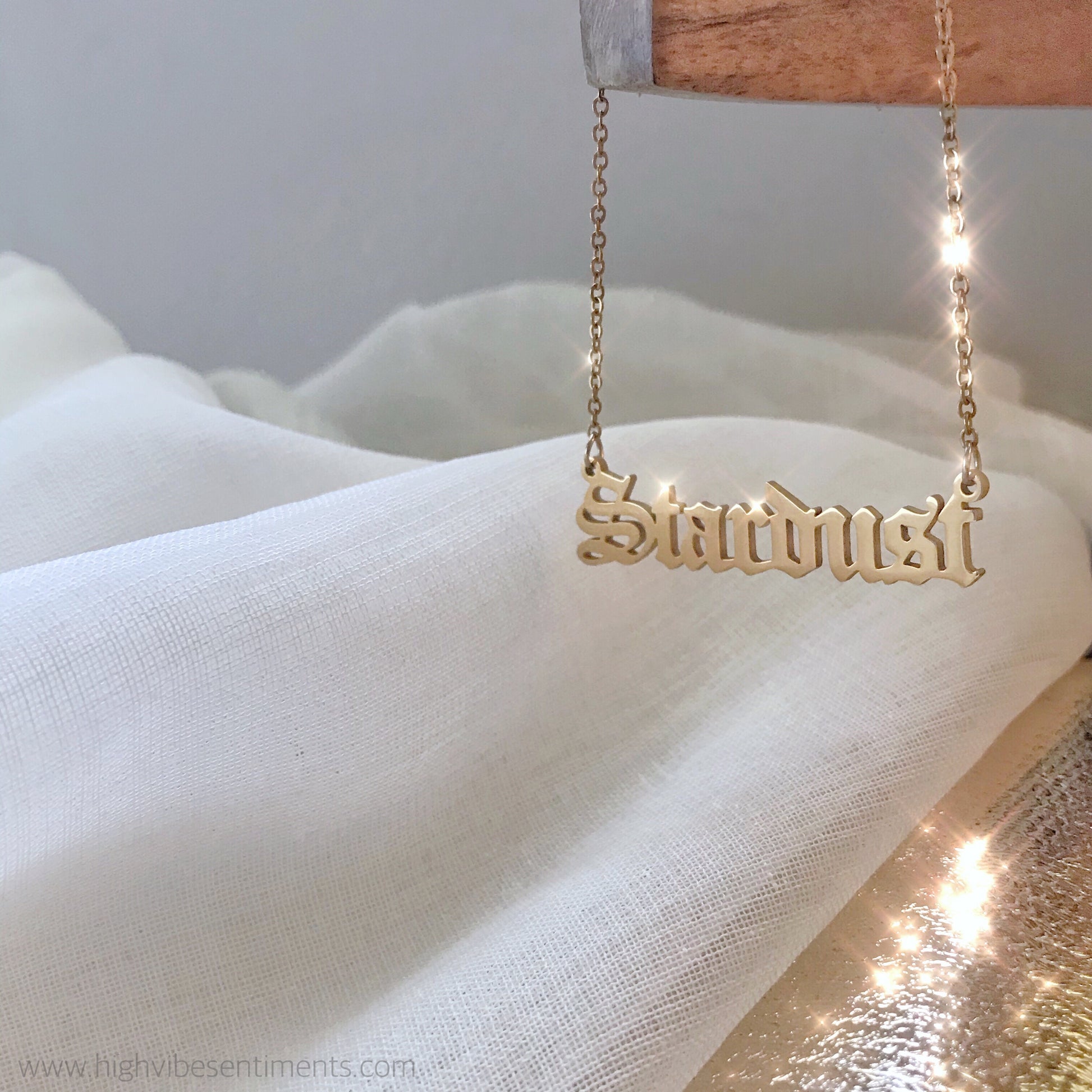 High Vibe Sentiments Stardust Nameplate Necklace