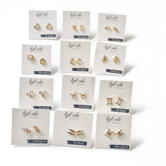 High Vibe Sentiments Zodiac Studs