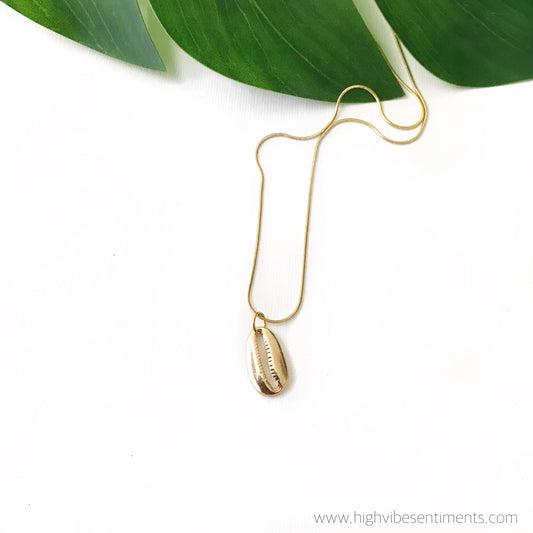 High Vibe Sentiments Elegant Everyday Golden Cowrie Necklace