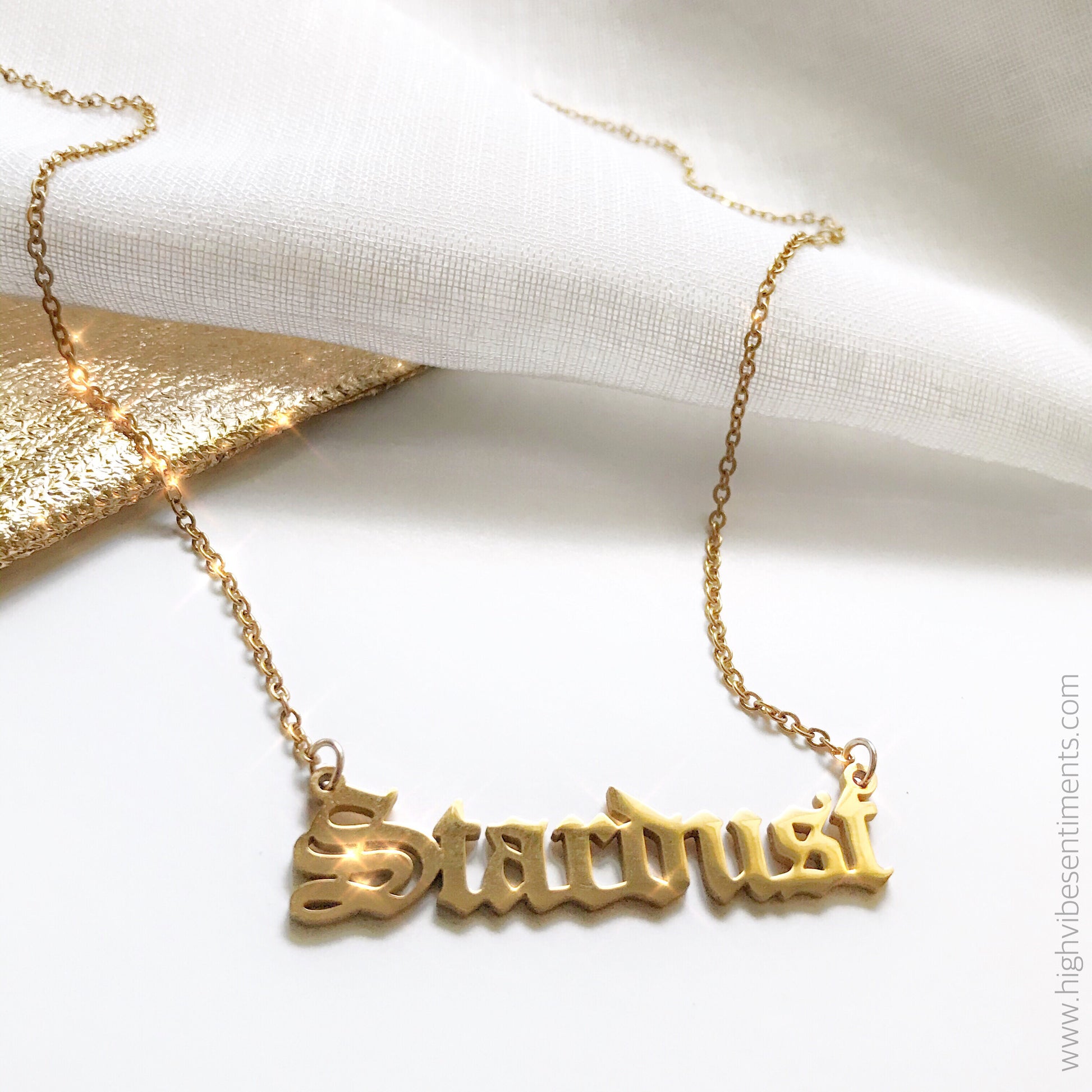 High Vibe Sentiments Stardust Nameplate Necklace