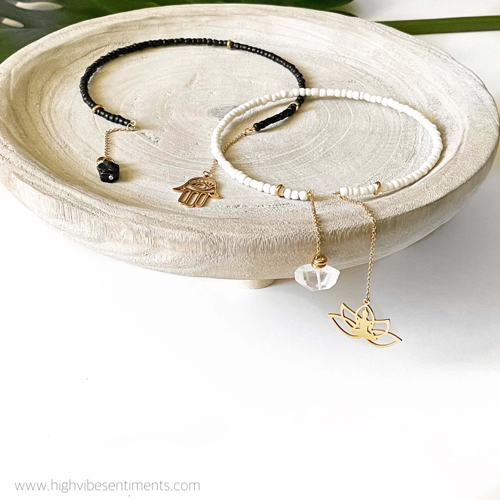 High Vibe Sentiments Beaded Lotus choker
