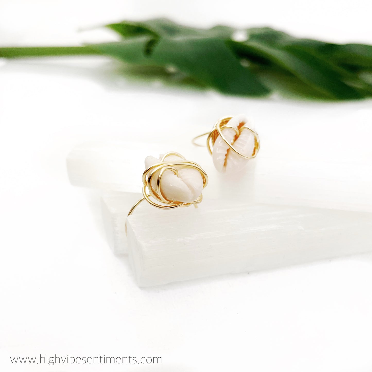 High Vibe Sentiments, Wire Wrapped Cowrie Shell Ring