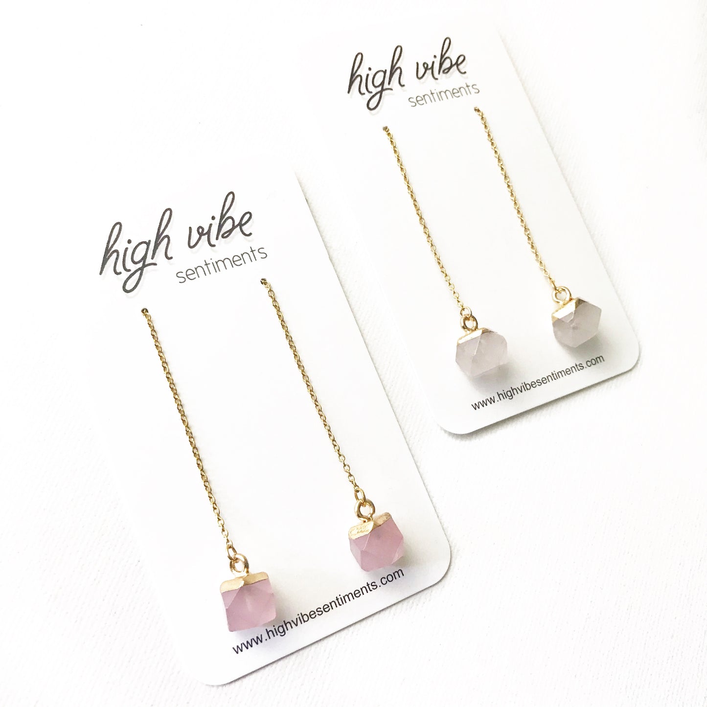 High Vibe Sentiments Crystal Drop Threaders
