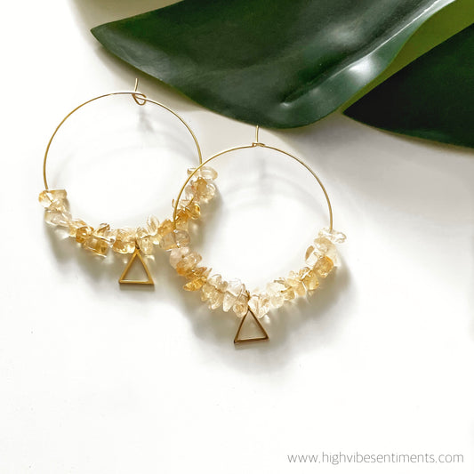High Vibe Sentiments "Ascends" Crystal Chip Hoops