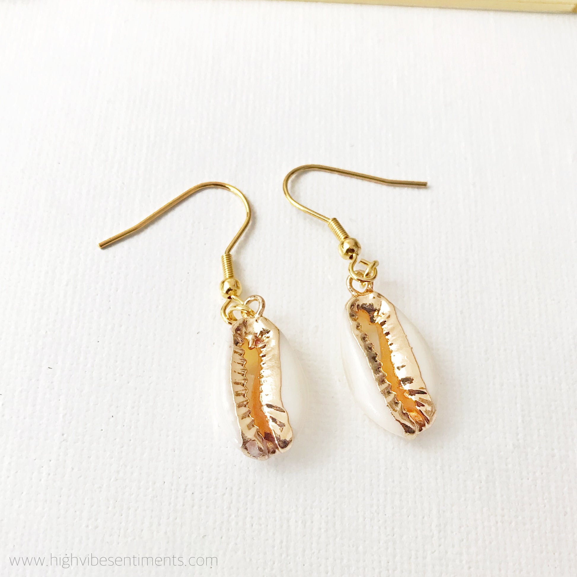 High Vibe Sentiments Cowrie Dangles