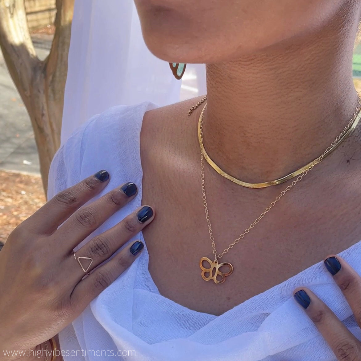 High Vibe Sentiments, Herringbone Accent Necklace 